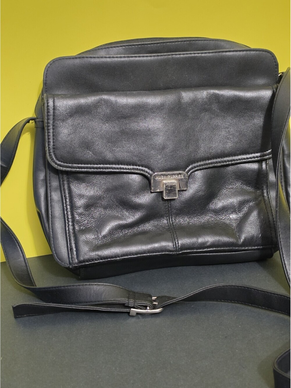 Vintage Hush Puppies Black Shoulder Bag Y2K Slouchy Purse
